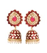 Meenakari Traditional Jhumki With Pearl Earring For Women