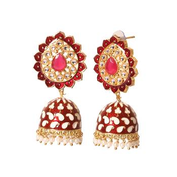 Meenakari Traditional Jhumki With Pearl Earring For Women 2