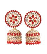 Ethnic Gold Plated Pearl Kundan Meenakari Jhumki Earring for Women