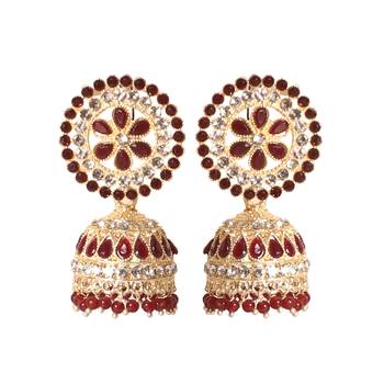 Ethnic Gold Plated Pearl Kundan Meenakari Jhumki Earring for Women 1