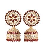 Ethnic Gold Plated Pearl Kundan Meenakari Jhumki Earring for Women