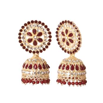 Ethnic Gold Plated Pearl Kundan Meenakari Jhumki Earring for Women 2