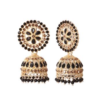 Ethnic Gold Plated Pearl Kundan Meenakari Jhumki Earring for Women 2