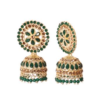 Ethnic Gold Plated Pearl Kundan Meenakari Jhumki Earring for Women 2