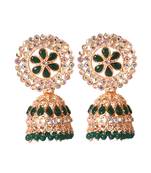 Ethnic Traditional Pearl Gold Plated Kundan Jhumki Earrings for Women & Girls