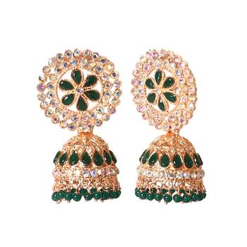 Ethnic Traditional Pearl Gold Plated Kundan Jhumki Earrings for Women & Girls 2