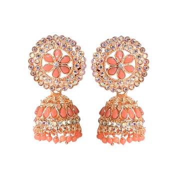 Ethnic Traditional Pearl Gold Plated Kundan Jhumki Earrings for Women & Girls 1