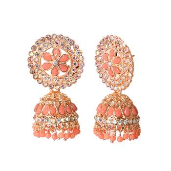 Ethnic Traditional Pearl Gold Plated Kundan Jhumki Earrings for Women & Girls 2