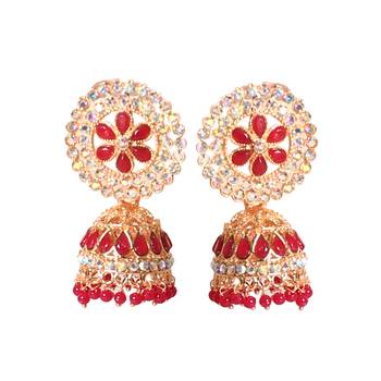 Ethnic Traditional Pearl Gold Plated Kundan Jhumki Earrings for Women & Girls 1