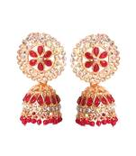Ethnic Traditional Pearl Gold Plated Kundan Jhumki Earrings for Women & Girls