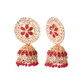 Ethnic Traditional Pearl Gold Plated Kundan Jhumki Earrings for Women & Girls 2