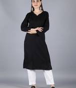 Hand Embroidered Lucknowi Chikankari Black Cotton Kurta Trouser Set
