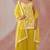 Yellow Heavy Designer Embroidery Work Faux Georgette unstitched Long Length Kameez Sarara wedding wear salwar suit