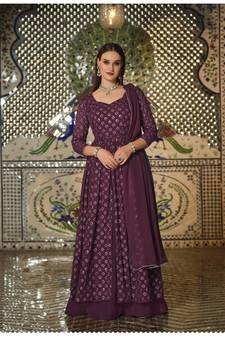 WineDesigner Heavy Sequance Embroidery WorkGeorgetteunstitchedLong Length KameezPantcotton salwar suit