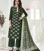 GreenWevon DesignerBanarasi SilkunstitchedLong Length KameezPantcotton salwar suit