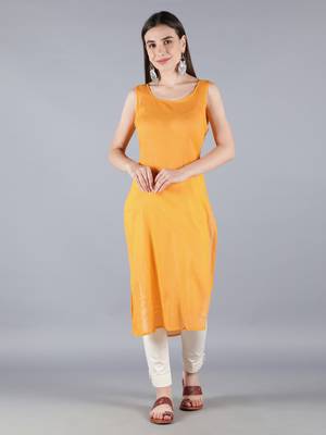Hand Embroidered Lucknowi Chikankari Orange Kota Kurta Pant Set with Slip 7