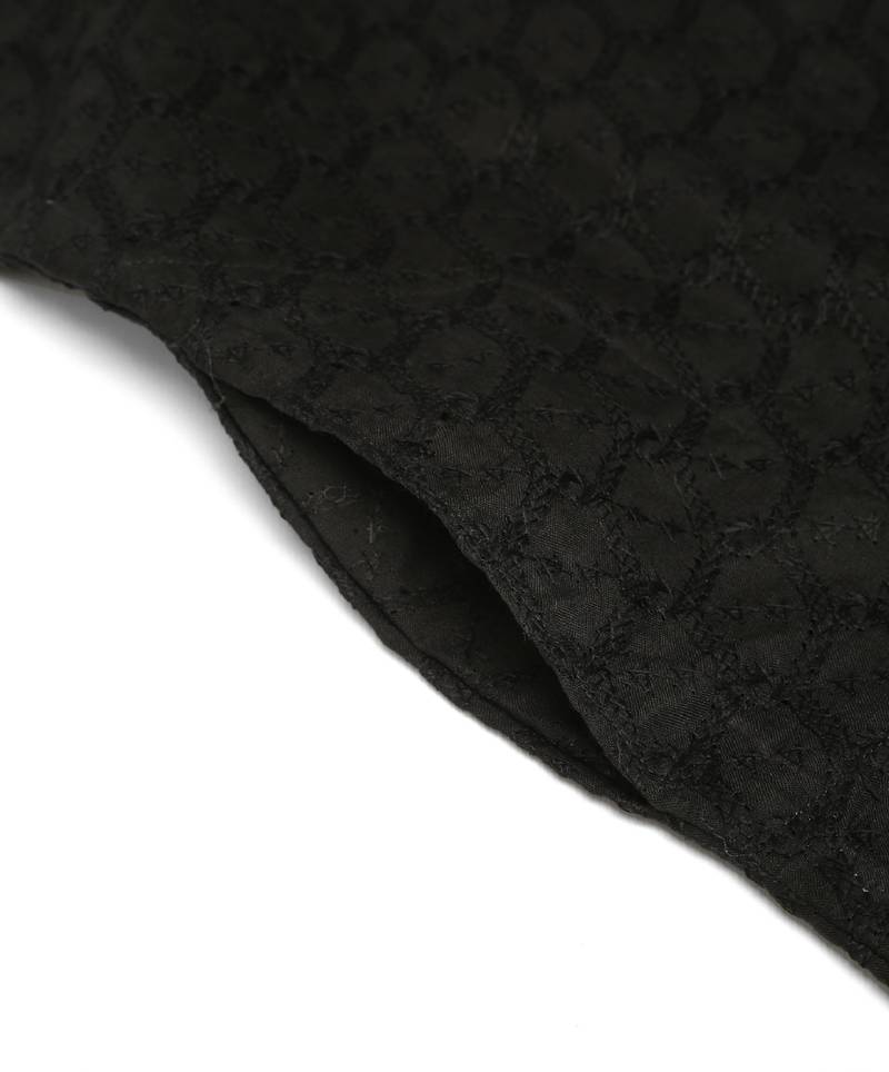 Men Black Chikankari Kurta with white Pyjama