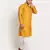 Men Jacquard Woven Design Yellow Kurta & White Churidar Set