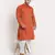 Men Jacquard Woven Design Orange Kurta & White Churidar Set