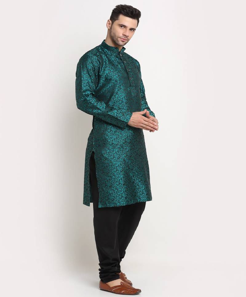 Gold Kurta Jacquard Churidar main image 1