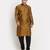 Men Jacquard Woven Design Yellow Kurta & Black Churidar Set