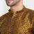 Men Jacquard Woven Design Yellow Kurta & Black Churidar Set