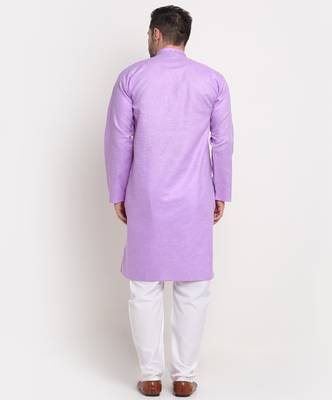 Men Cotton Embroided Purple Kurta & Pyjamas Set 3