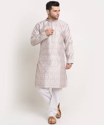 Men Thread work Sequence Green Kurta & White Churidar Set 1