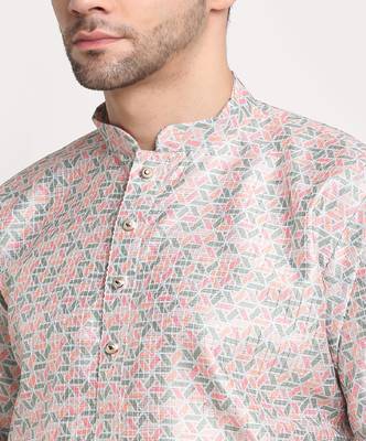 Men Thread work Sequence Green Kurta & White Churidar Set 3