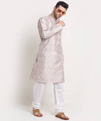 Men Thread work Sequence Green Kurta & White Churidar Set 4