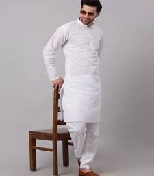 Men White Chikankari Kurta with white Salwar