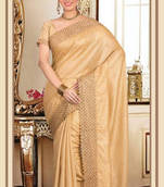 gold plain tissue saree with blouse