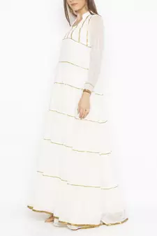 white georgette kurti with embroidered work design
