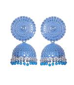 FLORAL SILVER FINE LOOK BLUE PEARL JHUMKA'S