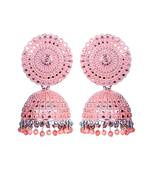 FLORAL SILVER FINE LOOK PEACH PEARL JHUMKA'S