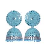 FLORAL SILVER FINE LOOK SKY BLUE PEARL JHUMKA'S