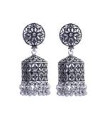 EAR STUDS AND PEARL DROP GERMAN SILVER JHUMKA