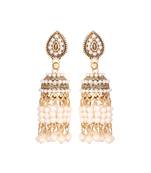 GOLDEN AND WHITE PEARL JHUMKAS EARRINGS