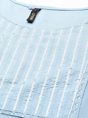 Blue embroidered rayon kurtas-and-kurtis 4