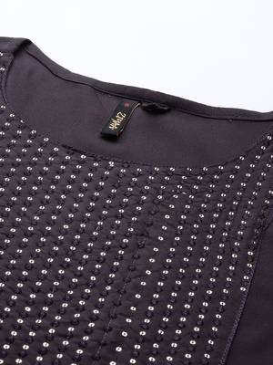 Black embroidered rayon kurtas-and-kurtis 4