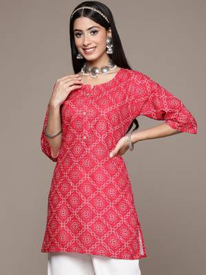 Red printed cotton kurtas-and-kurtis 1