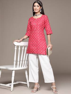 Red printed cotton kurtas-and-kurtis 5