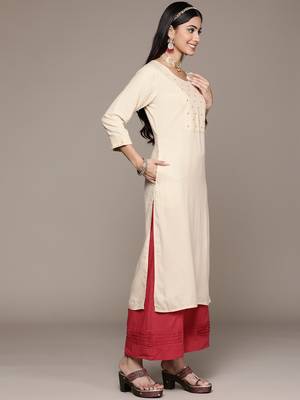 Off-white embroidered rayon kurtas-and-kurtis 2