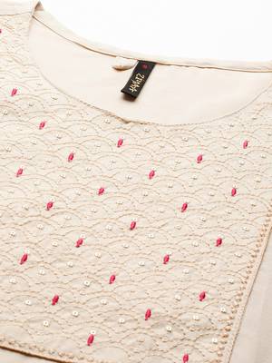 Off-white embroidered rayon kurtas-and-kurtis 4