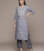 Grey embroidered rayon kurta sets
