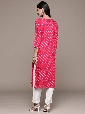 Pink embroidered rayon kurta sets 3