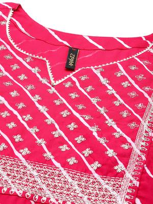 Pink embroidered rayon kurta sets 4