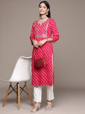 Pink embroidered rayon kurta sets 5