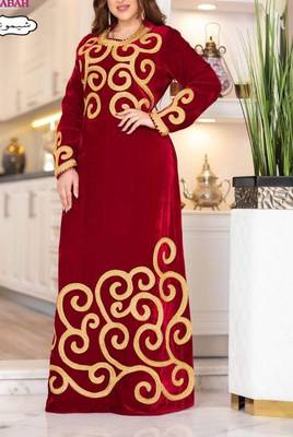 Sale Red Velvet Moroccan Dubai Kaftans Farasha Abaya Very Fancy Long Gown Aari Wedding Dress 2