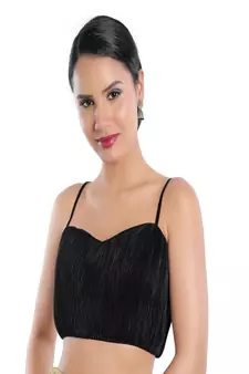Satin Crush Padded Sweatheart Neck Blouse